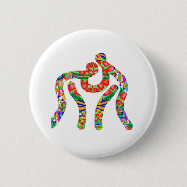 Wrestling Wrestler Champion 6 Cm Round Badge (Front)