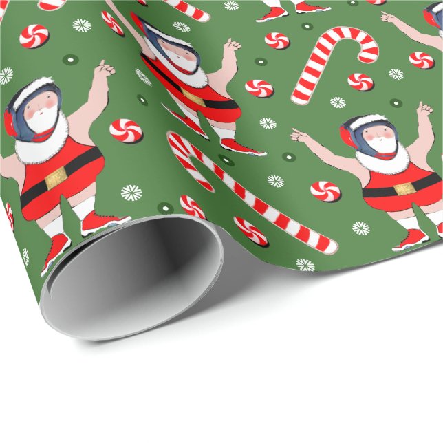 Wrestling Wrestler Christmas Holiday Gift Wrapping Wrapping Paper (Roll Corner)