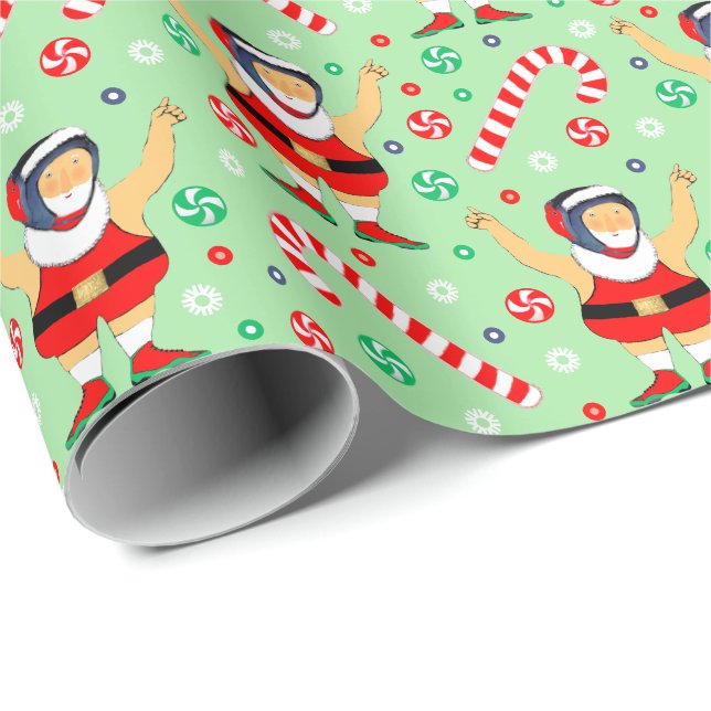 Wrestling Wrestler Christmas Holiday Gift Wrapping Wrapping Paper (Roll Corner)