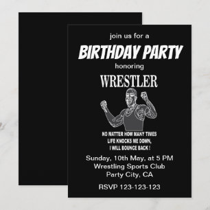 Wrestling Wrestler Inspirational Birthday Party Invitation