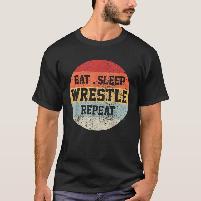 Wrestling Wrestler Retro Vintage Funny Gift  T-Shirt (Front)