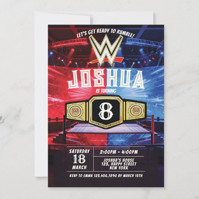 Wrestling WWE Birthday Invitation (Front)