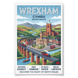 Wrexham Cymru Retro Travel Poster