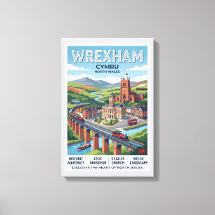 Wrexham Cymru Retro Travel Poster Canvas Print