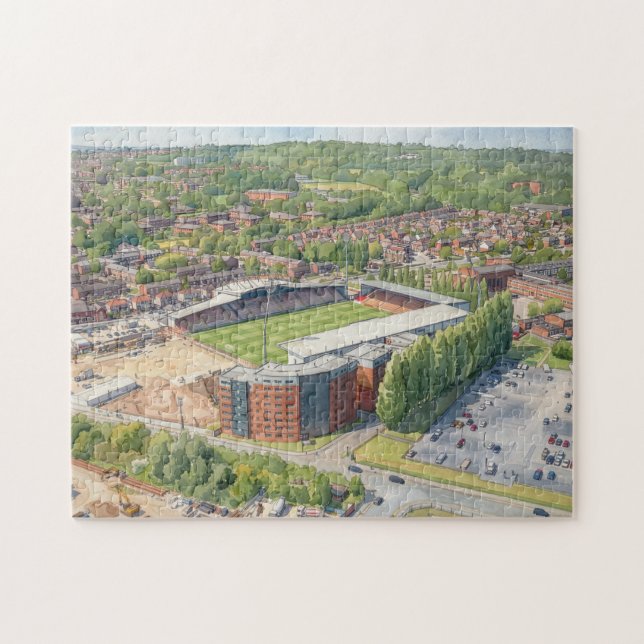 Wrexham Racecourse Ground Watercolour Art Jigsaw Puzzle (Horizontal)