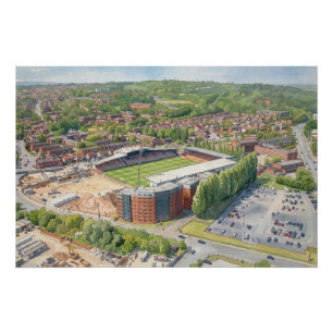 Wrexham Racecourse Ground Watercolour Art Poster