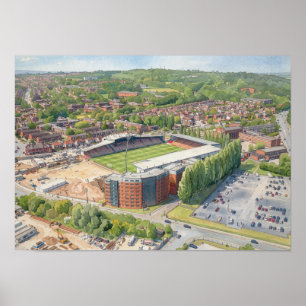 Wrexham Racecourse Ground Watercolour Art Poster