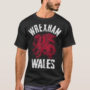 Wrexham Wales Retro Vintage Love Wrecsam Dragon We T-Shirt