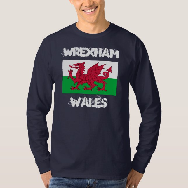 Wrexham, Wales with Welsh flag T-Shirt (Front)