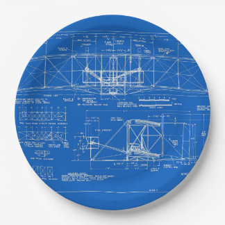 Wright Bros. "Flyer" Blueprint 1903 Paper Plate