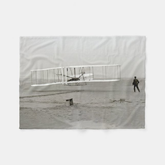 Wright Brothers Flyer First Plane Flight Aviation Fleece Blanket (Front (Horizontal))