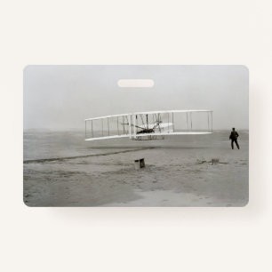 Wright Brothers Flyer First Plane Flight Aviation ID Badge