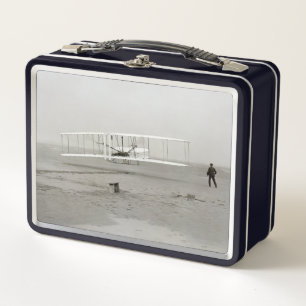 Wright Brothers Flyer First Plane Flight Aviation Metal Lunch Box