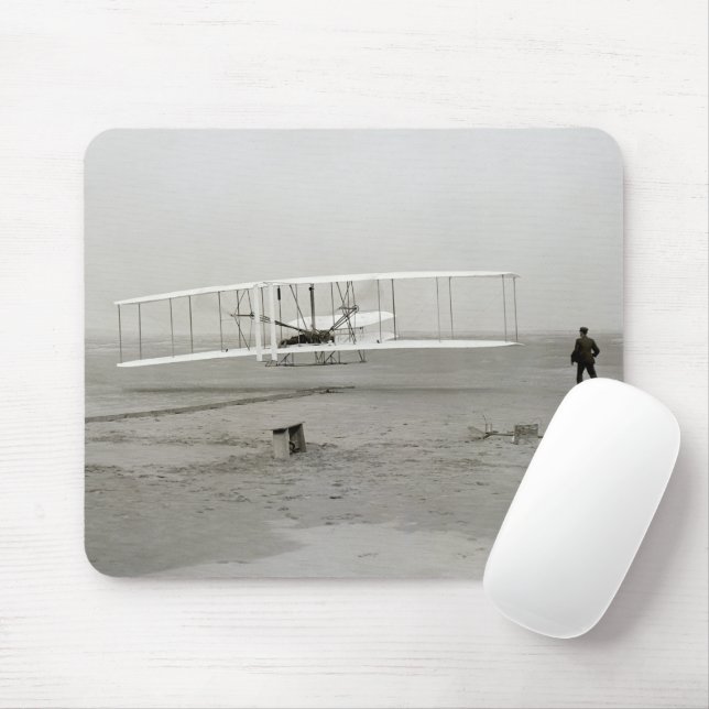 Wright Brothers Flyer First Plane Flight Aviation Mouse Mat (With Mouse)