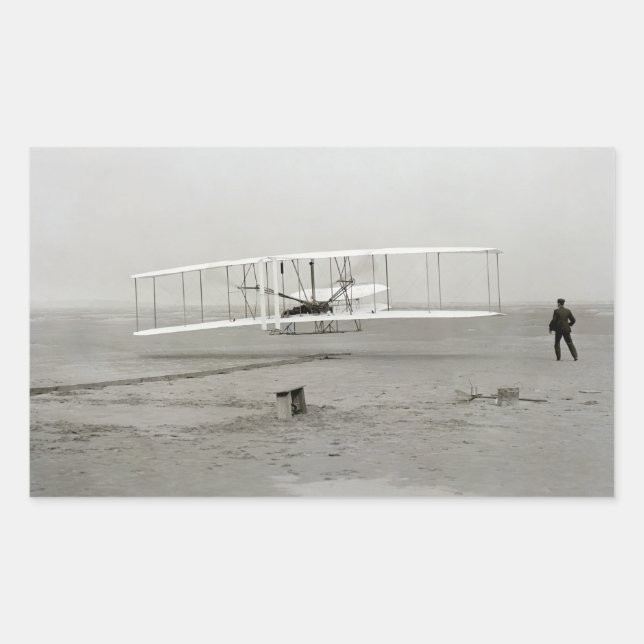 Wright Brothers Flyer First Plane Flight Aviation Rectangular Sticker (Front)