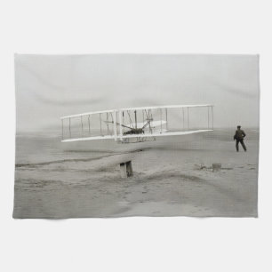 Wright Brothers Flyer First Plane Flight Aviation Tea Towel