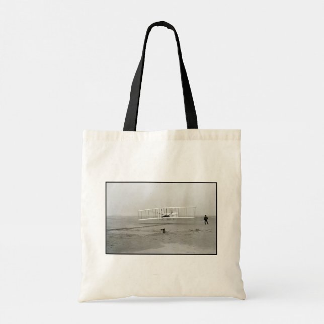 Wright Brothers Flyer First Plane Flight Aviation Tote Bag (Back)