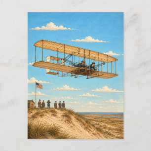 Wright Brothers Flyer Over Kitty Hawk Postcard