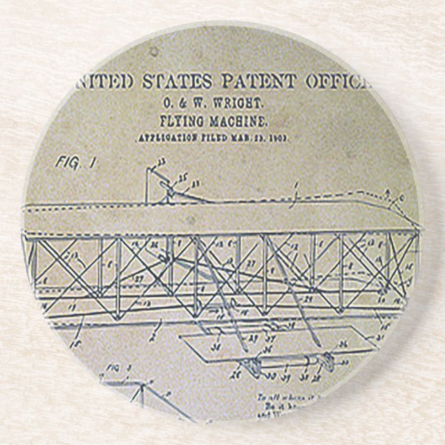 Wright Brothers Patent Design Coaster (Front)