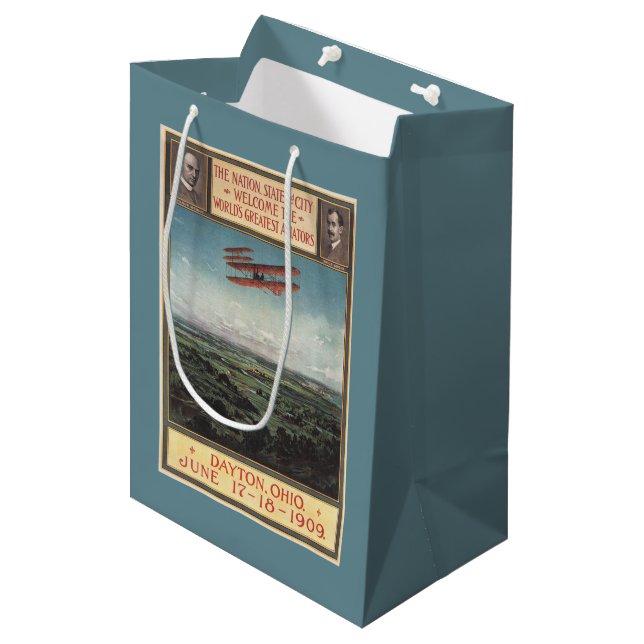 Wright Brothers Plane Medium Gift Bag (Front Angled)