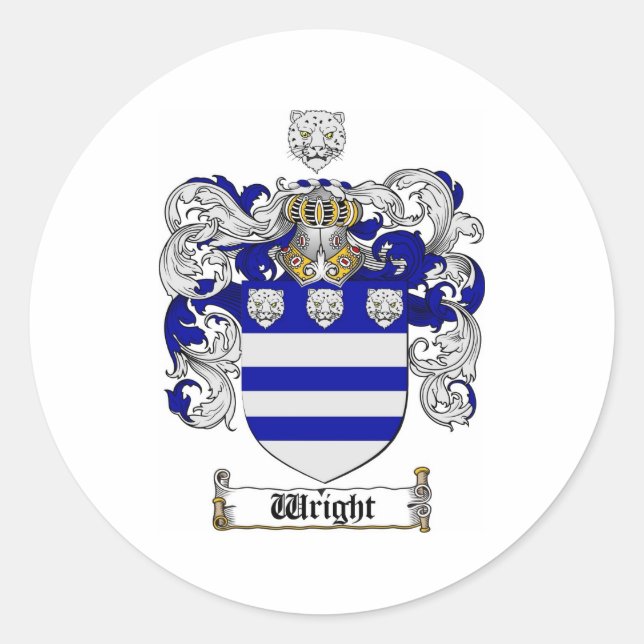 Wright Coat of Arms / Wright Family Crest Classic Round Sticker (Front)