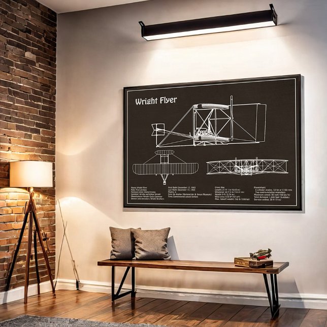 Wright Flyer- Aeroplane Blueprint Drawing Plans PD Poster (Creator Uploaded)