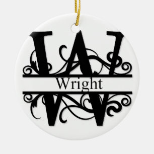Wright Monogram Ceramic Tree Decoration