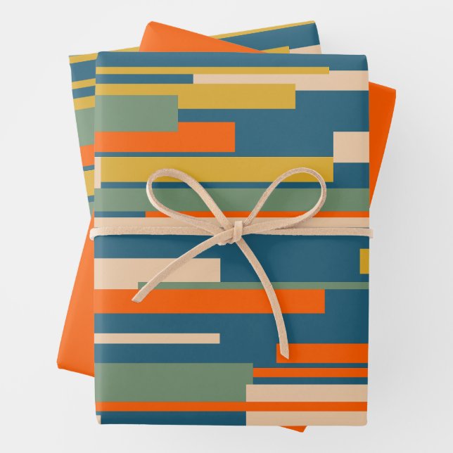 Wright Retro Modern Abstract Geometric Pattern Wrapping Paper Sheet (In situ)