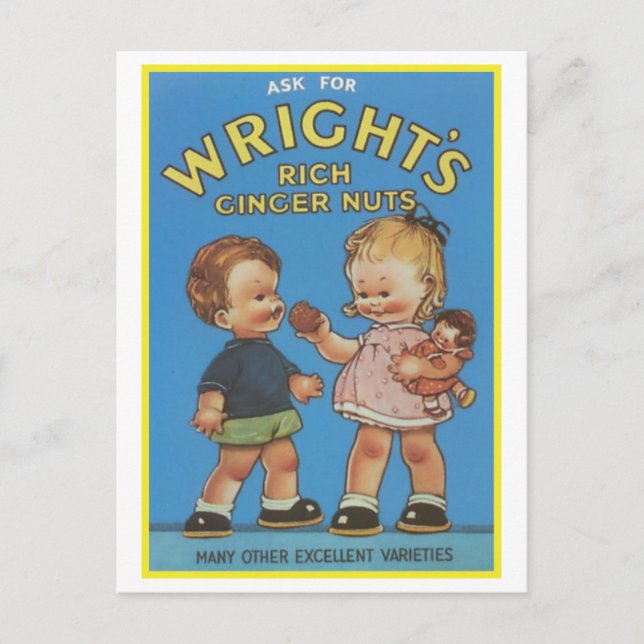 Wright's Rich Ginger Nuts Vintage Ad Postcard (Front)