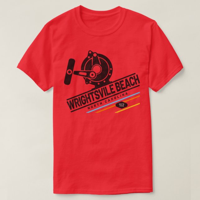 Wrightsville Beach NC Summertime Fishing Rod and R T-Shirt (Design Front)