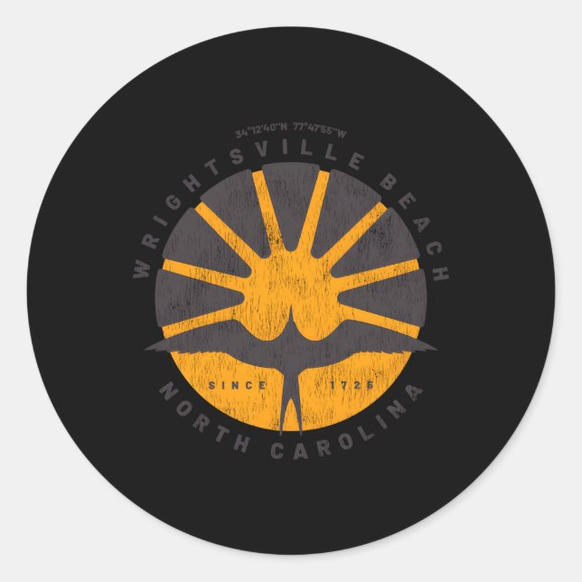 Wrightsville Beach Nc Vacationing Sunrise Seagull Classic Round Sticker (Front)