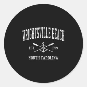 Wrightsville Beach Nc Vintage Crossed Oars &amp; B Classic Round Sticker