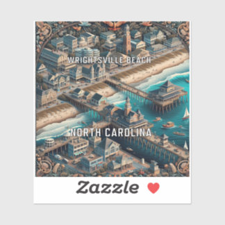 Wrightsville Beach North Carolina 3 Inch Vinyl Sti