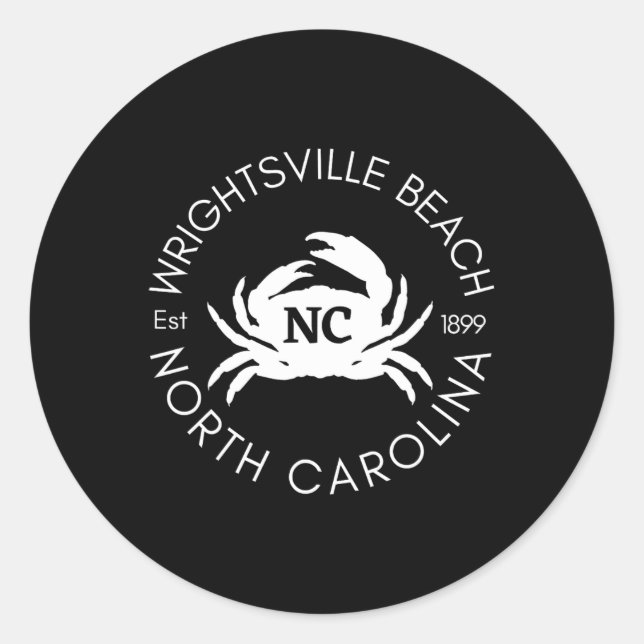 Wrightsville Beach North Carolina Crab Beaches Oce Classic Round Sticker (Front)