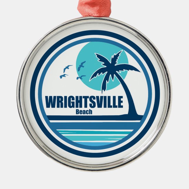Wrightsville Beach North Carolina Palm Tree Birds Metal Tree Decoration (Front)