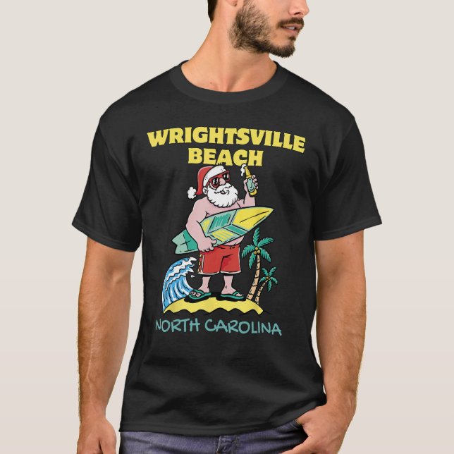 WRIGHTSVILLE BEACH NORTH CAROLINA Santa Christmas  T-Shirt (Front)