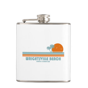 Wrightsville Beach North Carolina Sun Palm Trees Hip Flask