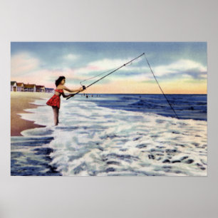 Wrightsville Beach North Carolina Surf Fishing Poster