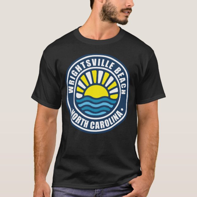 Wrightsville Beachnorth Carolina Retro Sunset T-Shirt (Front)