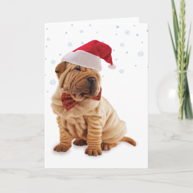 Wrinkle dog Christmas customisable card (Front)
