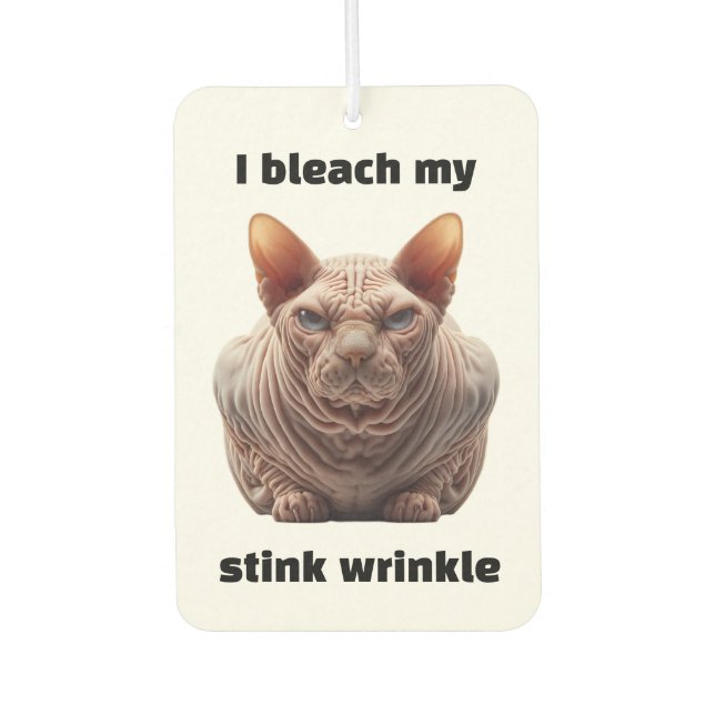 Wrinkle Sphynx Cat Car Air Freshener (Front)