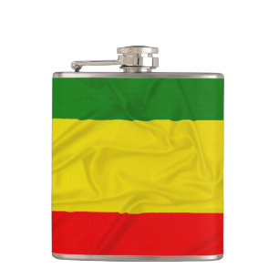 Wrinkled Rastafarian Flag Hip Flask