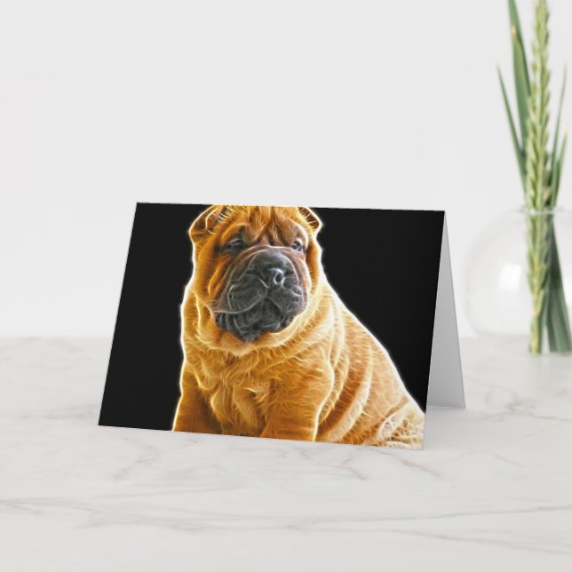 Wrinkles, The Chinese Shar Pei Puppy Dog Holiday Card (Front)