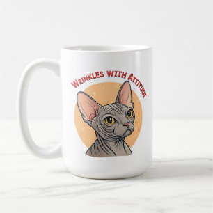 Wrinkles With Attitude Sphynx Cat Art Coffee Mug