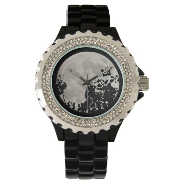 Wrist watch moon with black leaves (Front)