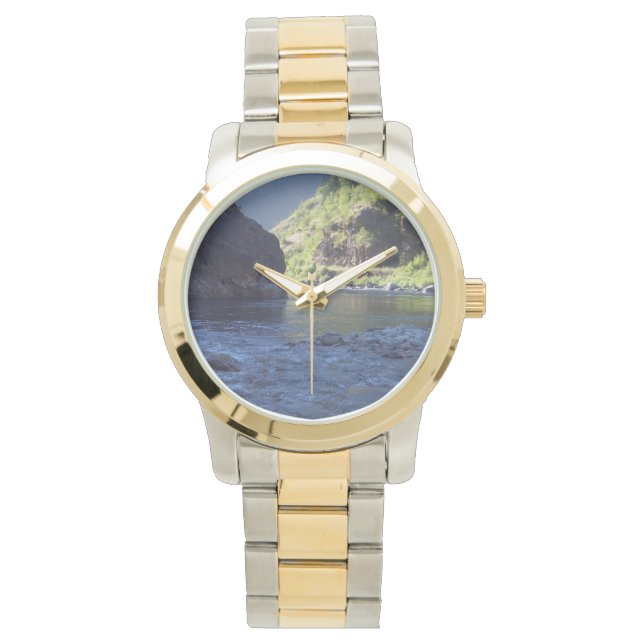 wristwatch featuring Idaho river scene. (Front)