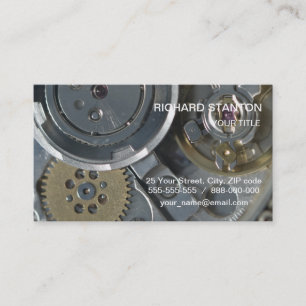 Wristwatch mechanism closeup business card