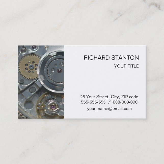 Wristwatch mechanism closeup business card (Front)