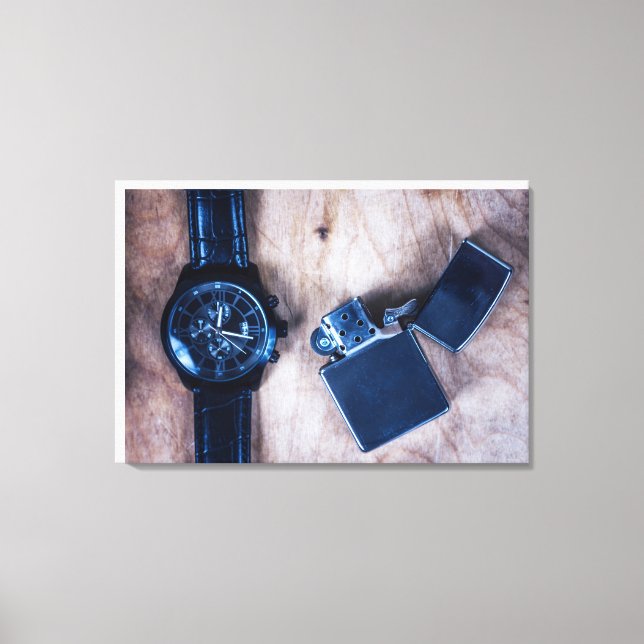 wristwatch with  lighter canvas print (Front)
