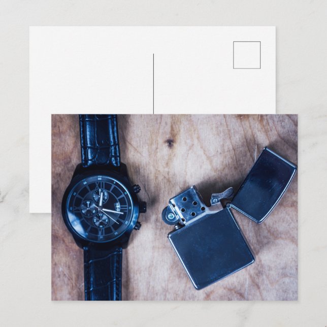 wristwatch with  lighter postcard (Front/Back)